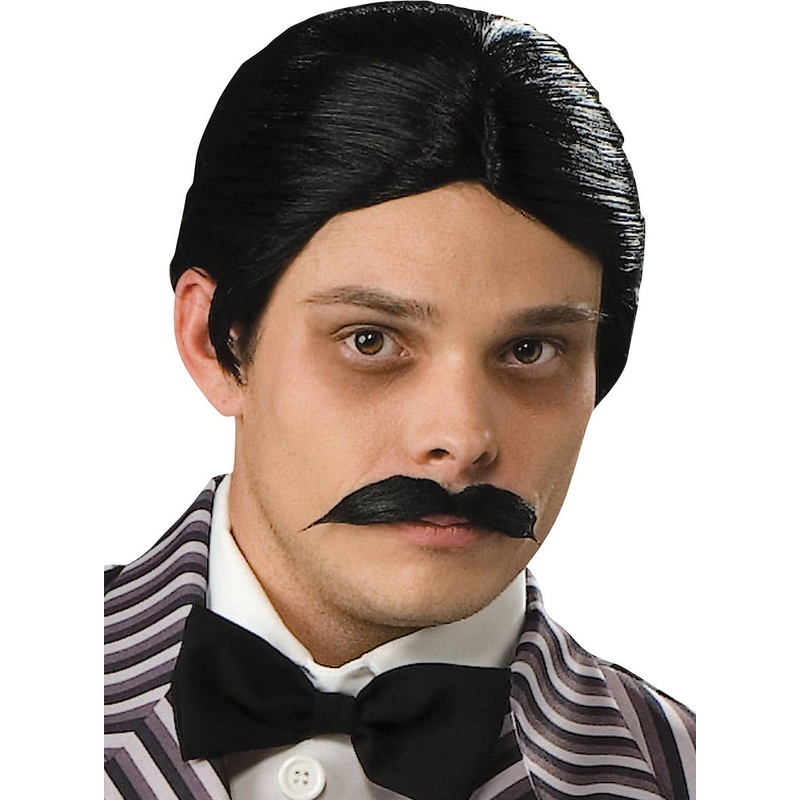 Gomez Addams Mens Wig and Moustache Set