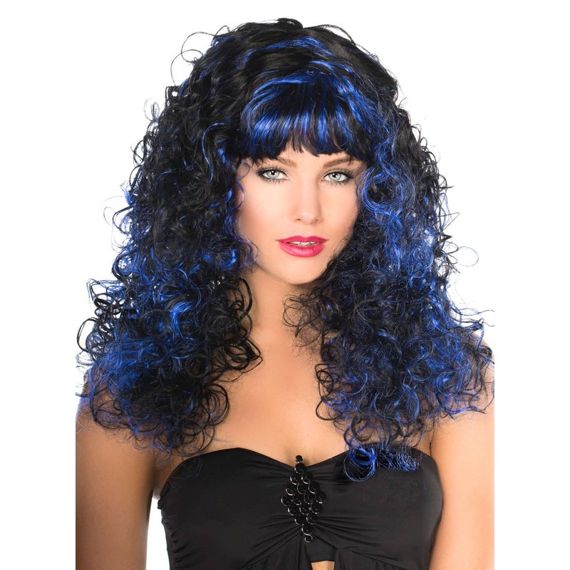 Gothic Blue and Black Halloween Vampire Wig