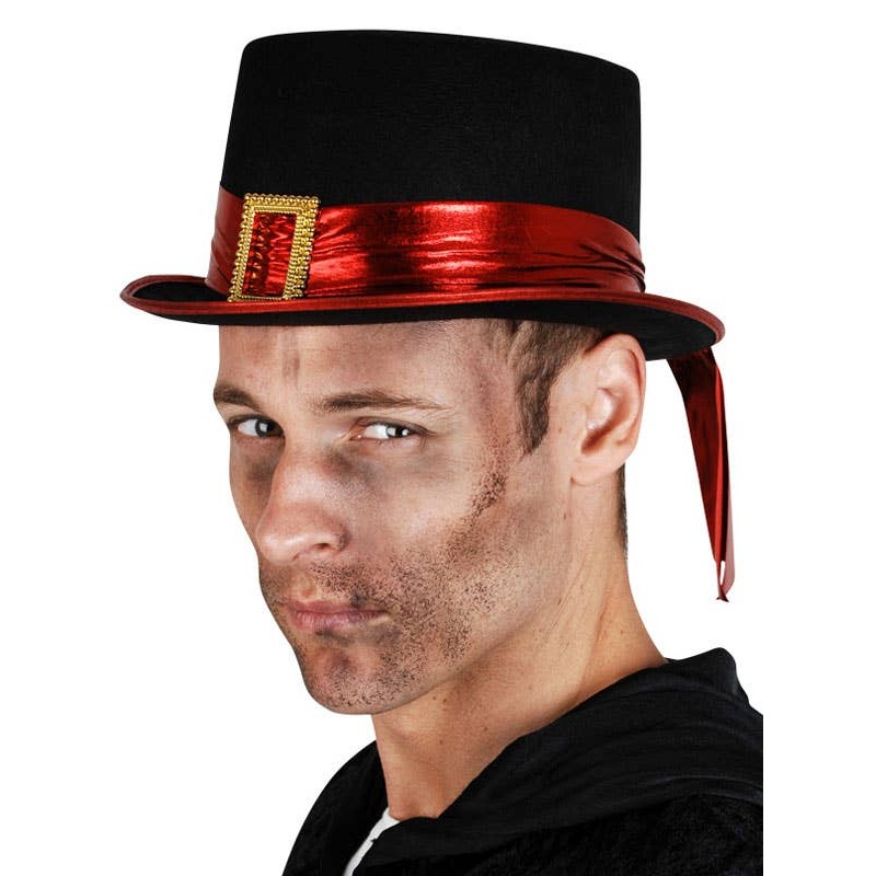 Gothic Red and Black Halloween Top Hat