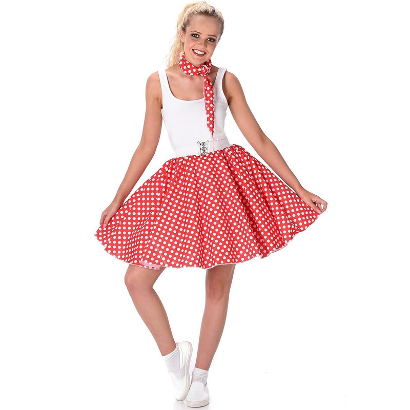 1950s Red and White Polka Dot Womens Skirt XSmall