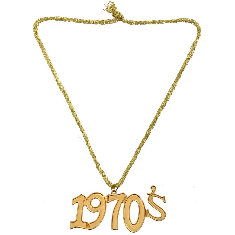 70s Disco Gold Medallion Costume Necklace