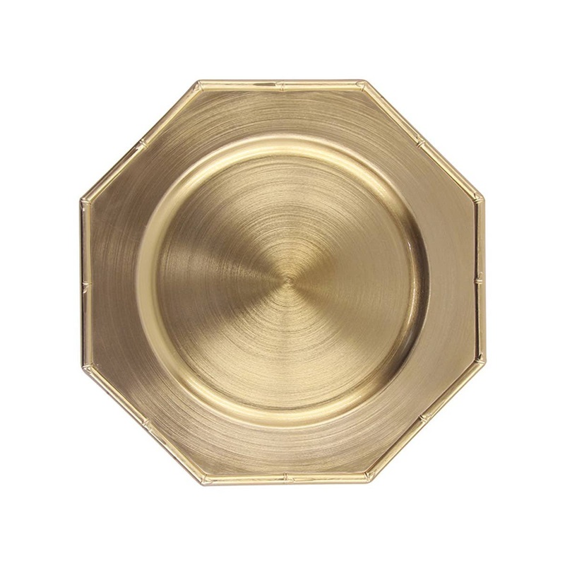 Gold Bamboo Look Trim Plastic Charger Plate