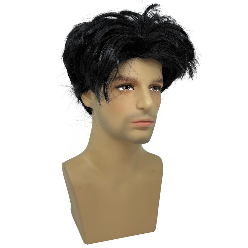 Boy Band Mens Short Black Costume Wig