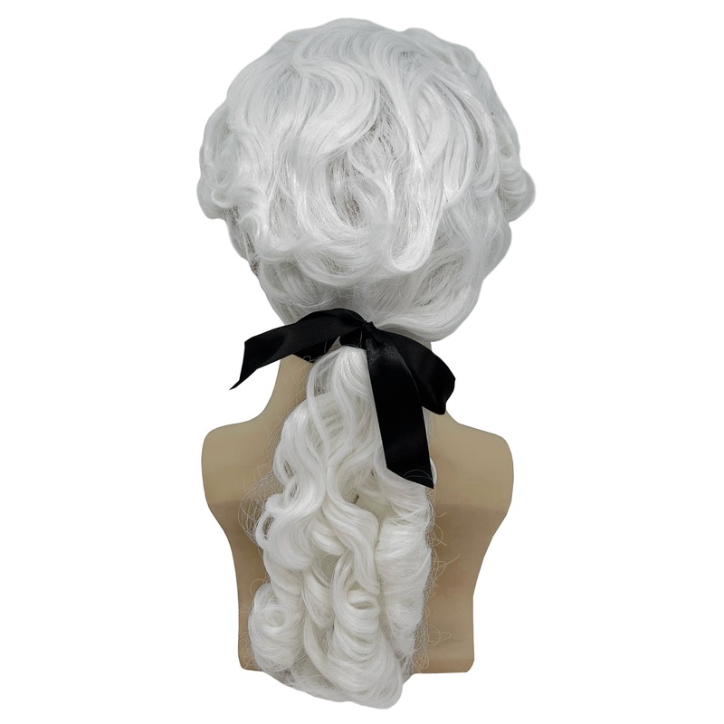 Colonial Curly White Mens Costume Wig