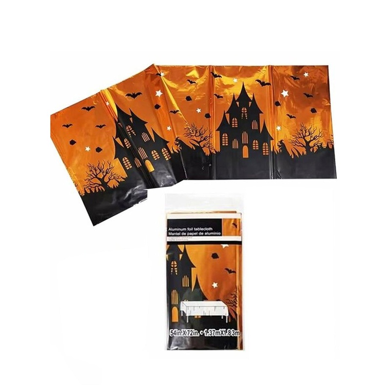 Haunted House Print Halloween Party Foil Tablecloth
