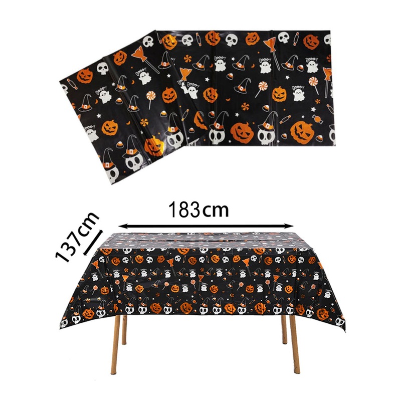 Pumpkin And Skull Print Halloween Party Foil Tablecloth