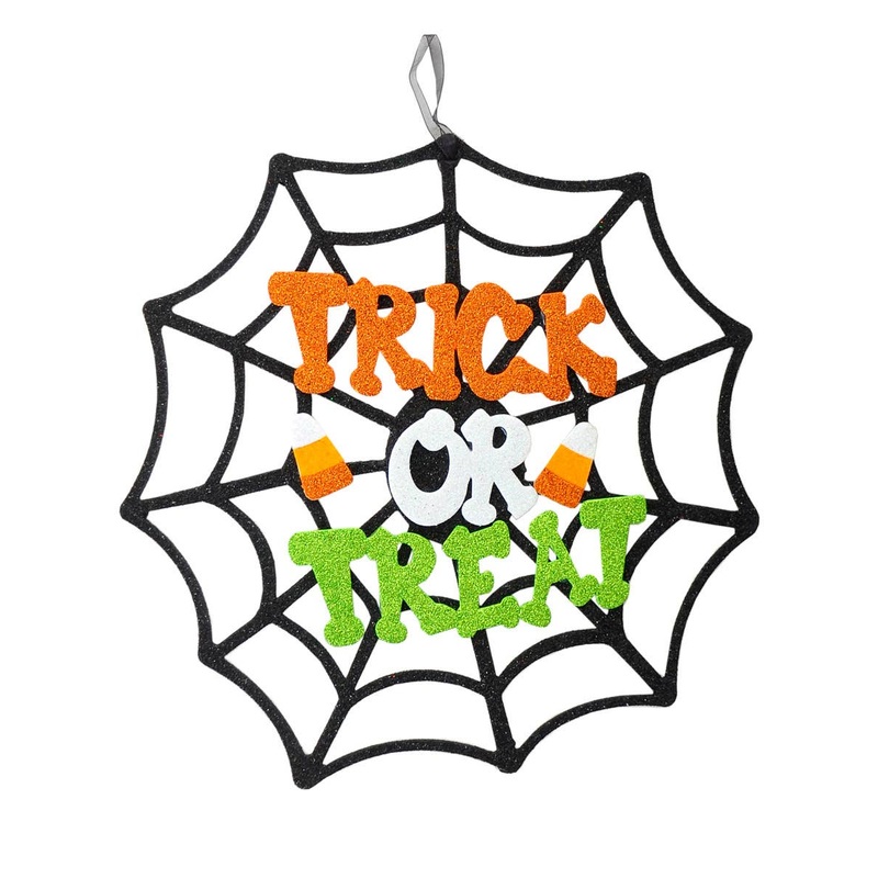 Trick or Treat Child Friendly Glitter Web Hanging Decoration