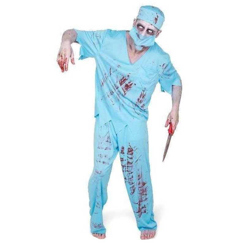 Zombie Blood Splattered Surgeon Mens Halloween Costume Small