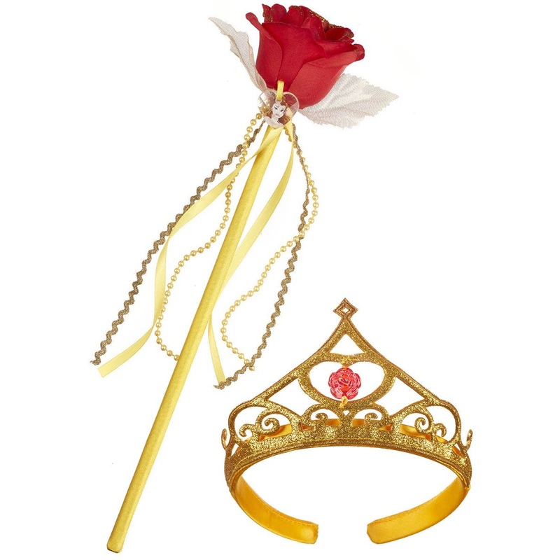 Belle Gold Glitter Girls Wand and Tiara Accessory Set