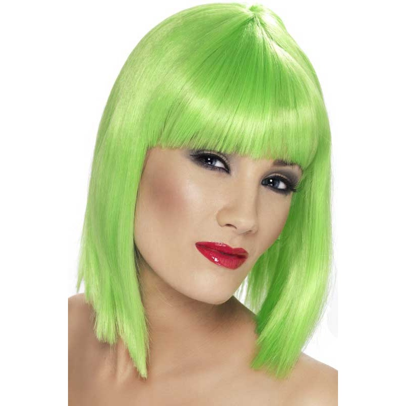 Glam Short Neon Green Costume Wig