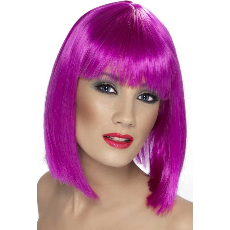 Glam Short Neon Purple Costume Wig
