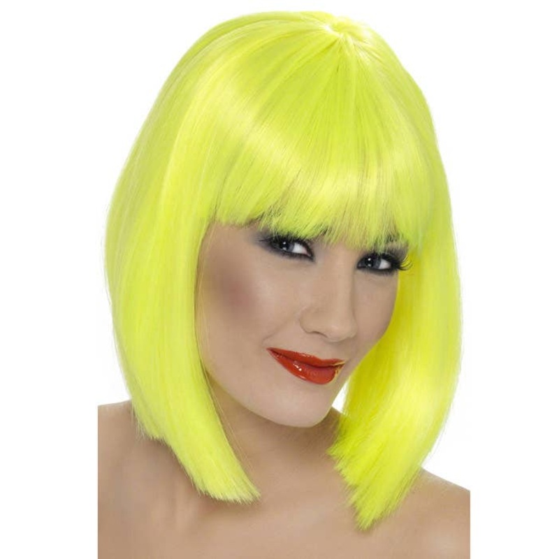 Glam Short Neon Yellow Costume Wig