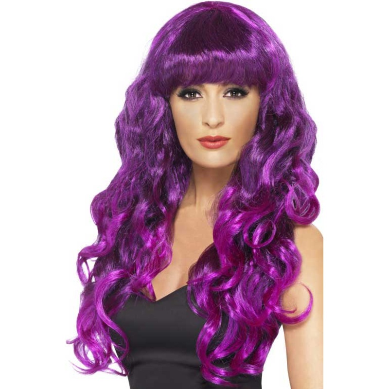 Glamour Siren Curly Purple and Black Wig