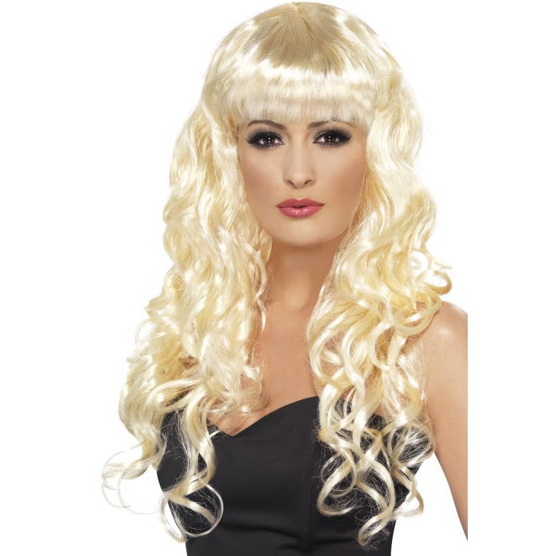 Glamour Siren Womens Long Blonde Curly Wig