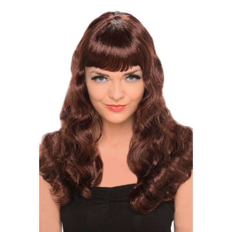 Glamour Wavy Brunette Womens Costume Wig