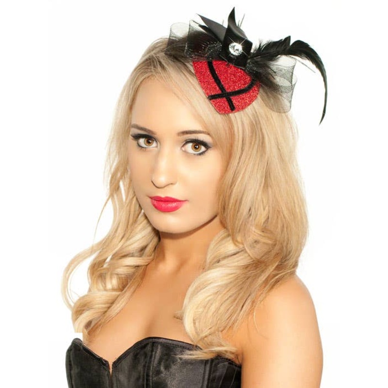 Glitter Fascinator In Red