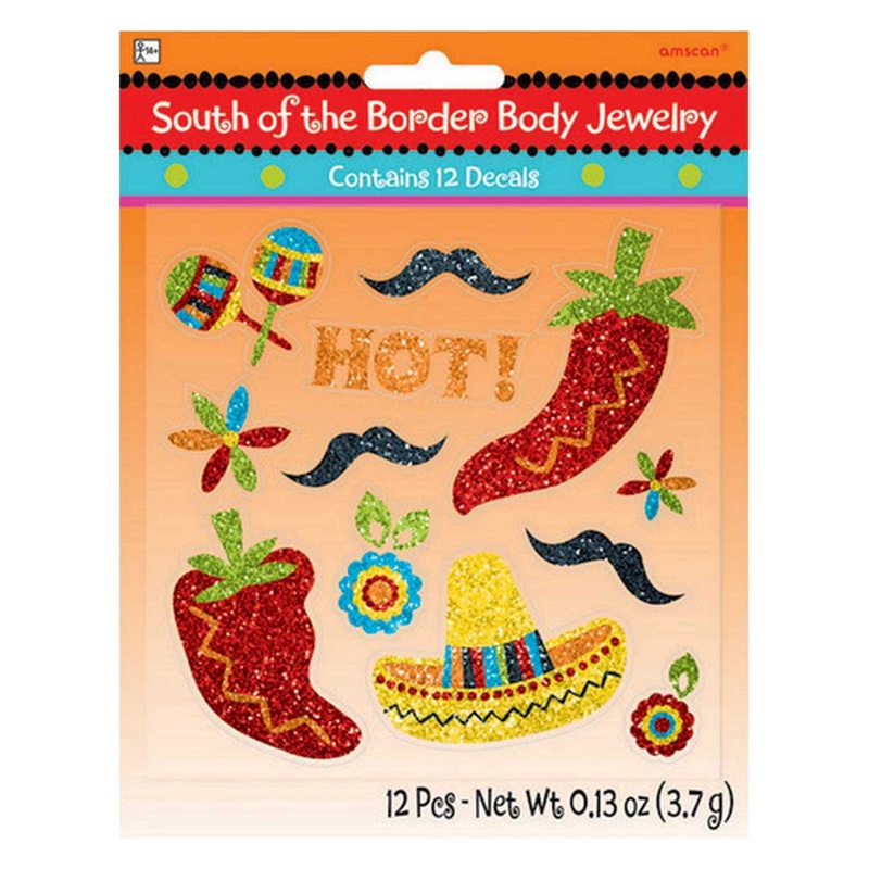 Mexican Fiesta Glitter Body Stickers