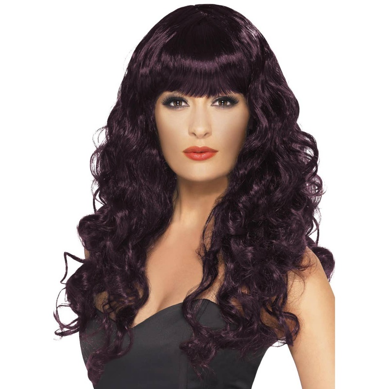 Rich Burgundy Womens Curly Glamour Siren  Wig