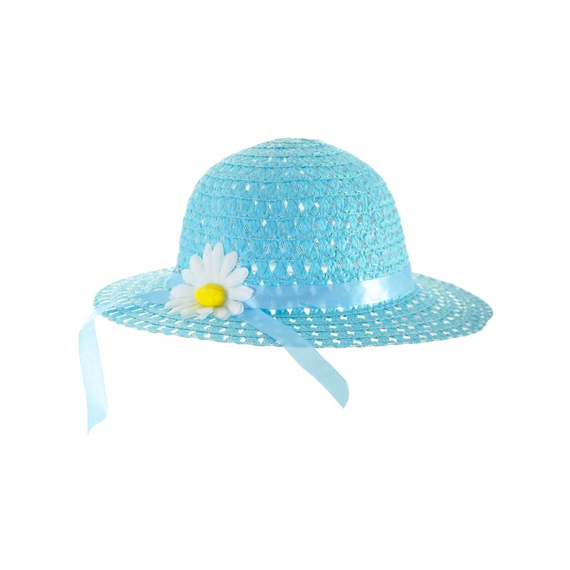 Sky Blue Girls Spring Costume Hat with Flower