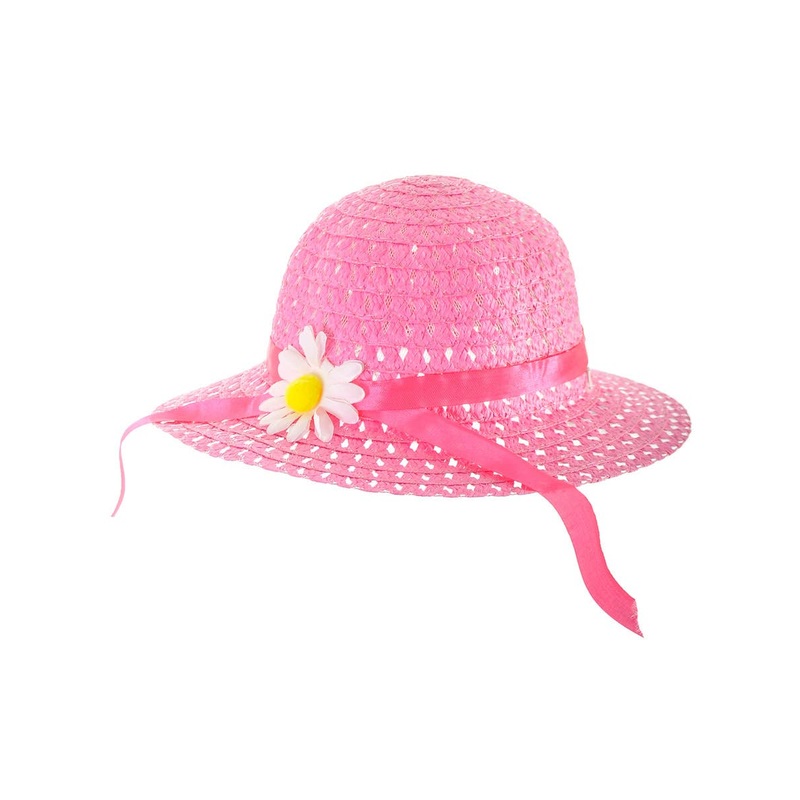 Hot Pink Girls Spring Costume Hat with Flower