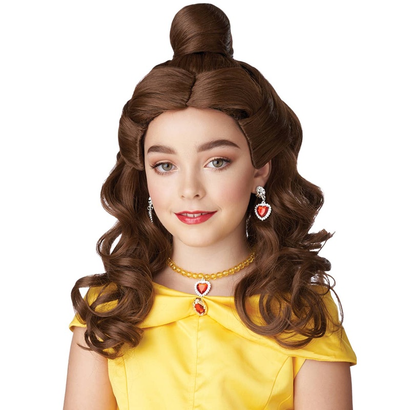 Princess Belle Girls Long Wavy Brown Costume Wig