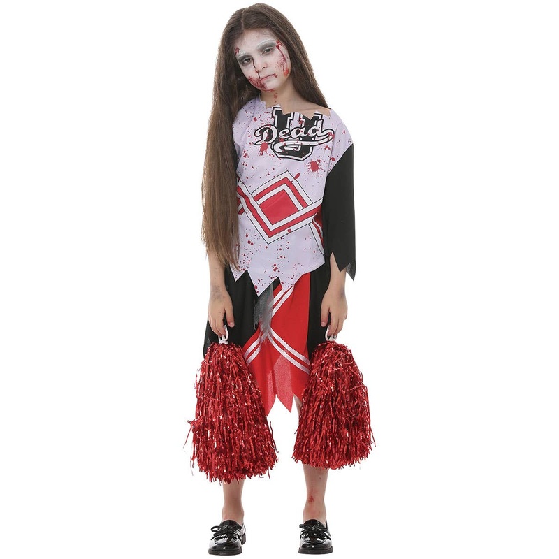 Zombie Cheerleader Girls Halloween Costume Large