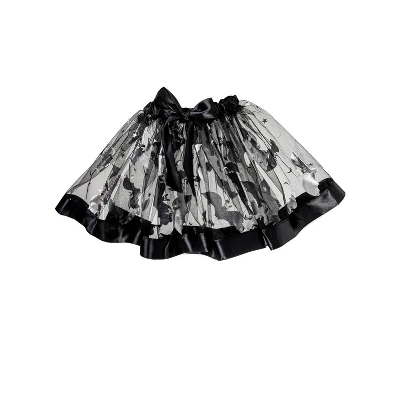 Bat Print Toddler Girls Black Halloween Costume Tutu One Size