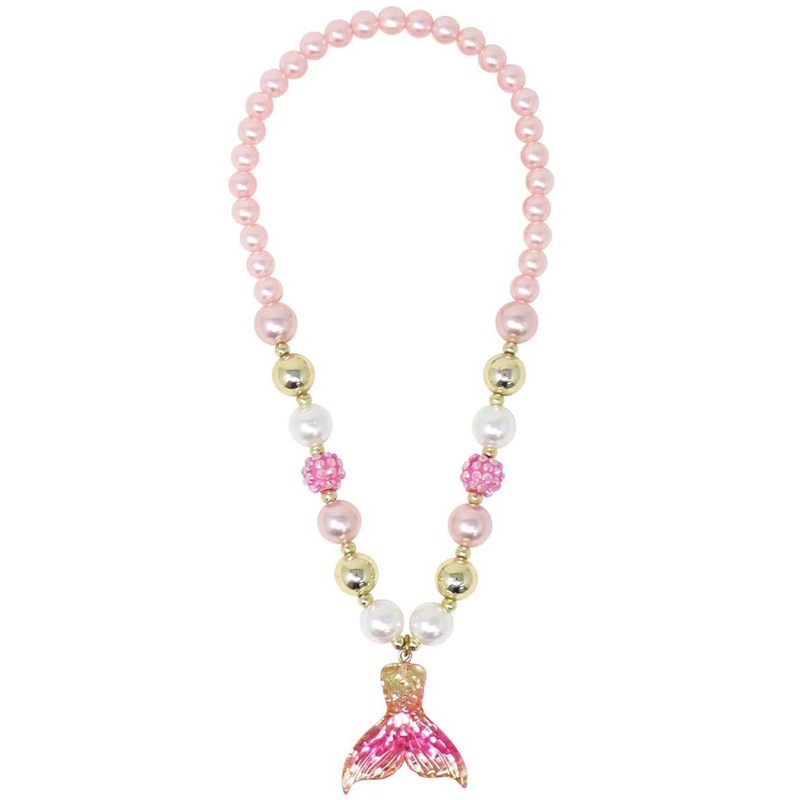 Beaded Pink and Gold Mermaid Girls Costume Necklace