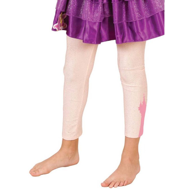 Disney Princess Rapunzel Girls Pink Glitter Footless Tights Small