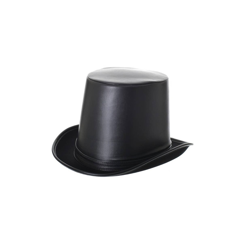 Gentleman’s Deluxe Black Leather Look Adults Top Hat