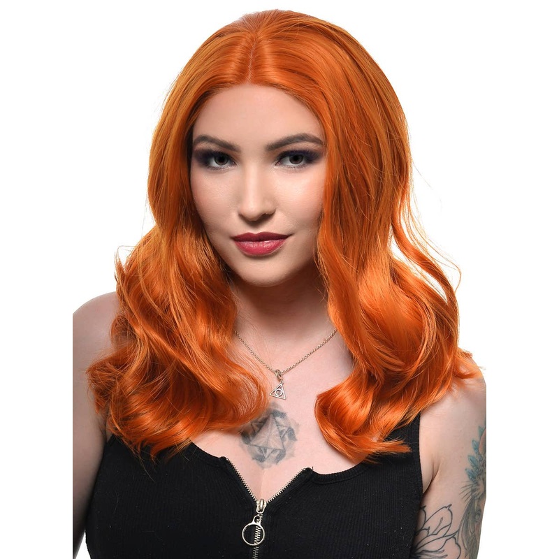 Ginger Orange Loose Waves Mid-Length Lace Front Fashion Wig