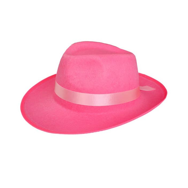 1920s Hot Pink Gangster Fedora Costume Hat