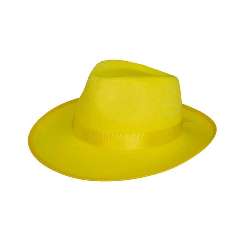 1920s Yellow Gangster Fedora Costume Hat