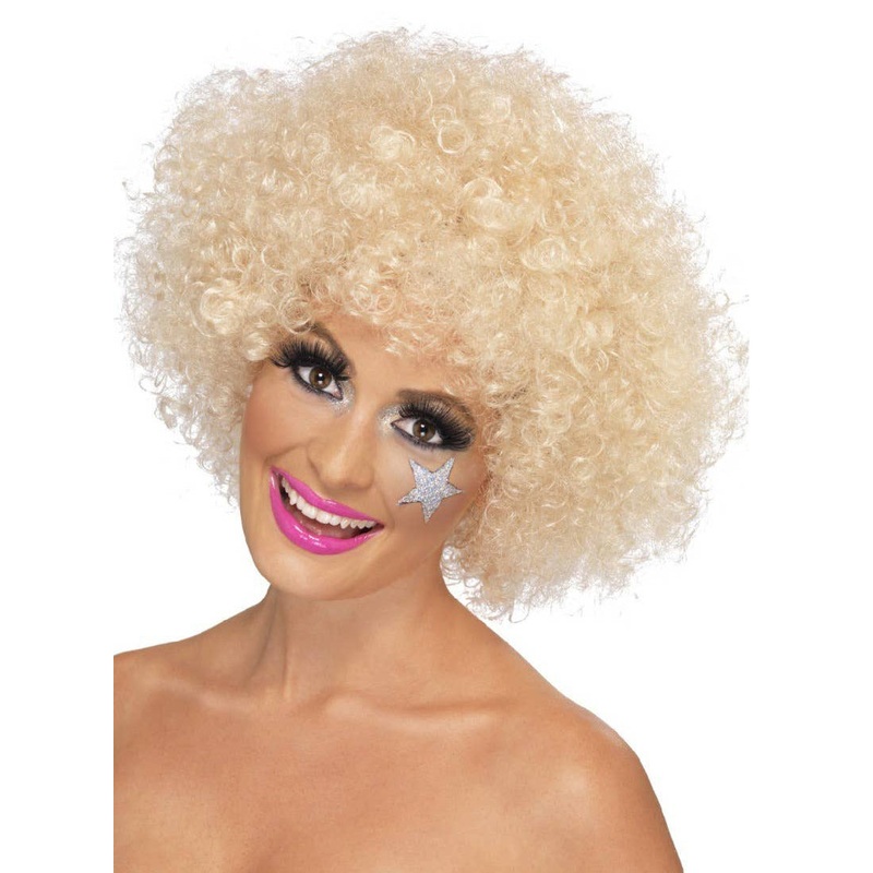 Funky 70s Womens Blonde Afro Costume Wig