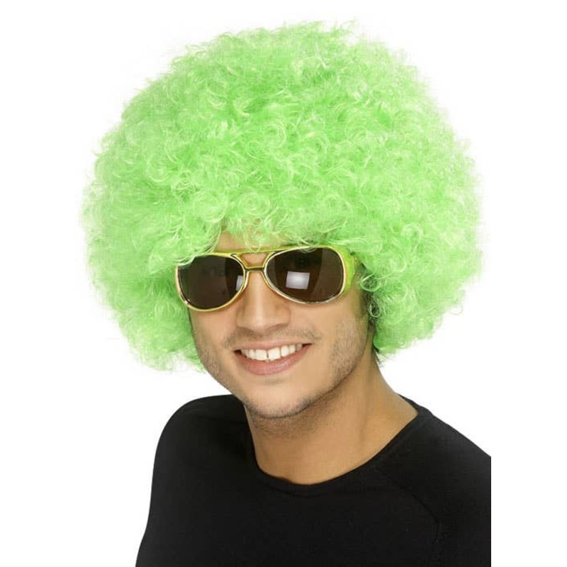 Funky Green Afro Mens Costume Wig