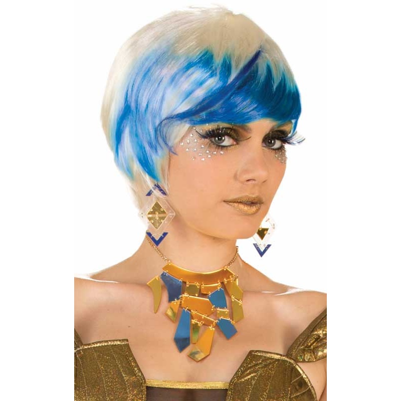 Futuristic Blonde and Blue Womens Costume Wig