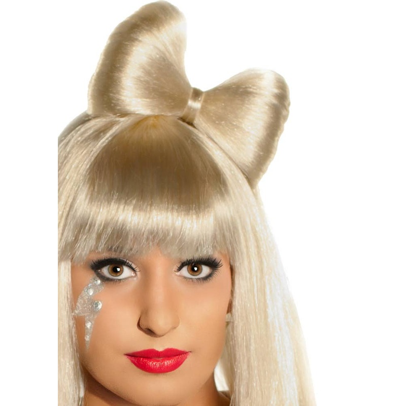 Gaga Blonde Clip On Hair Bow Costume Accessory