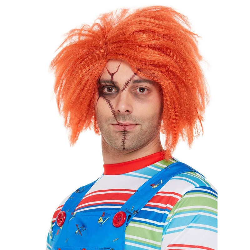 Crimped Orange Mens Chucky Costume Wig