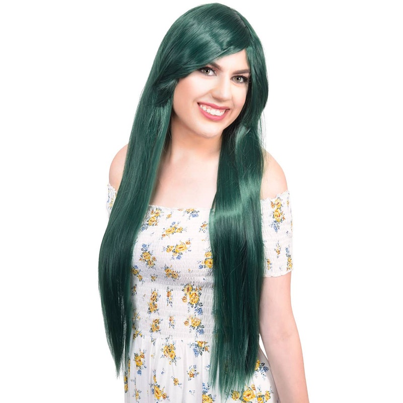 Daisy Forest Green Womens Long Straight Costume Wig
