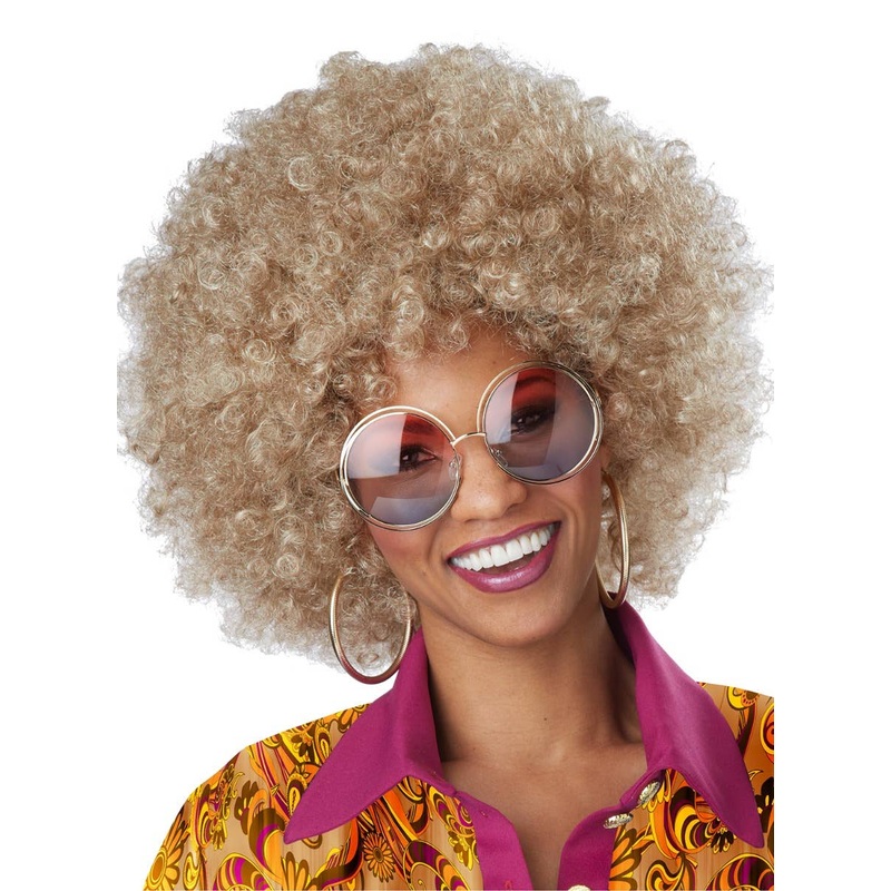 Foxy Lady Womens 1970s Blonde Afro Costume Wig