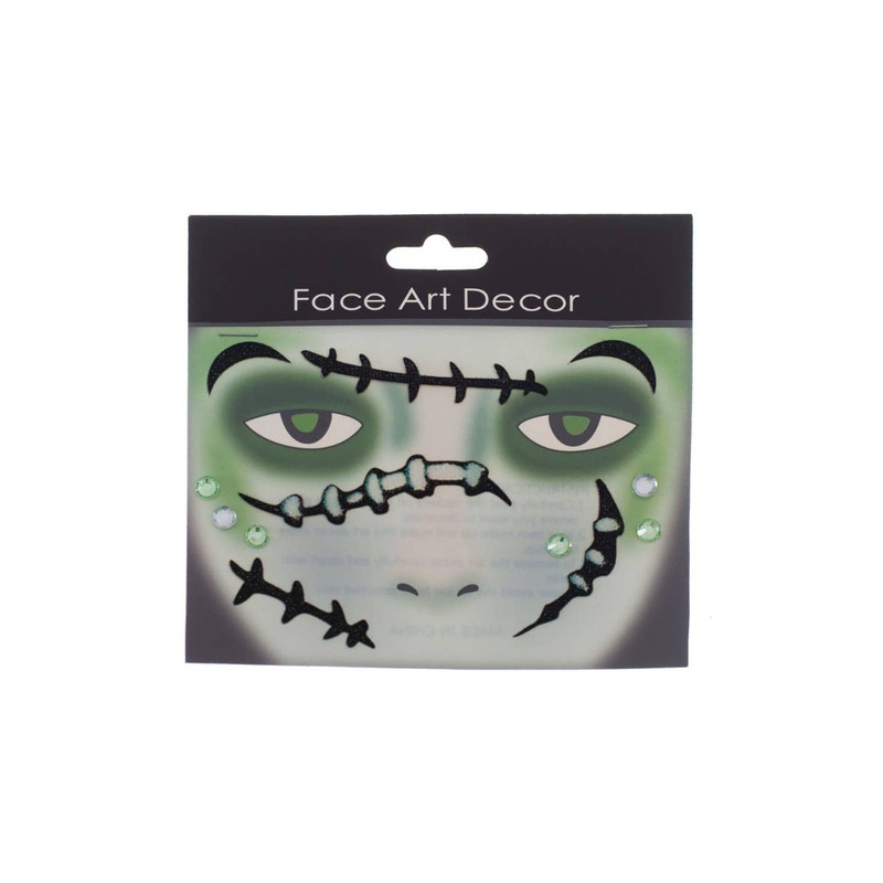Stick On Glittery Frankenstein Stitches Makeup