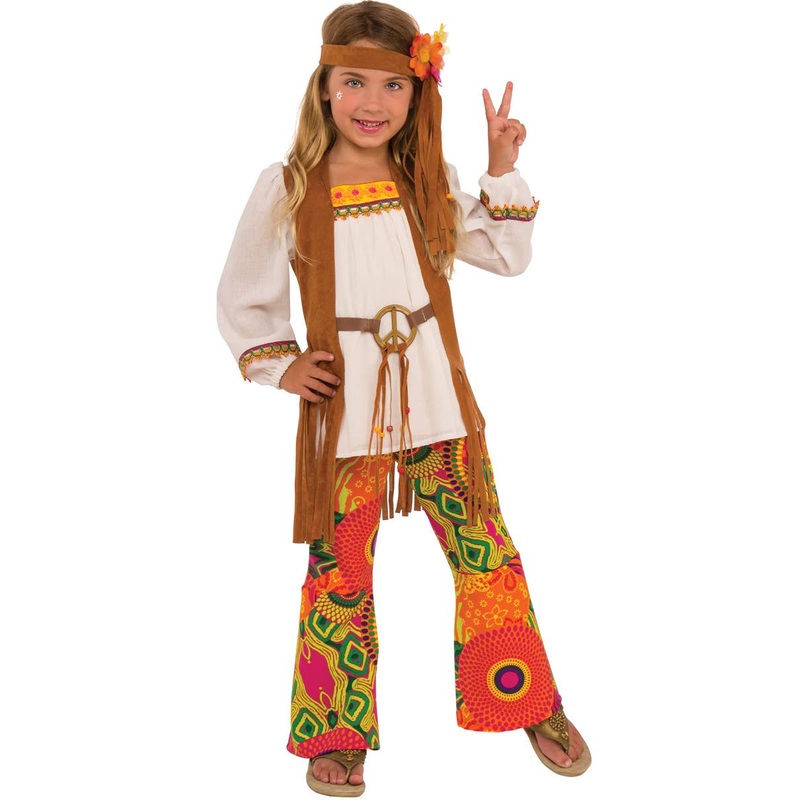 1970s Flower Child Girls Hippie Costume Large