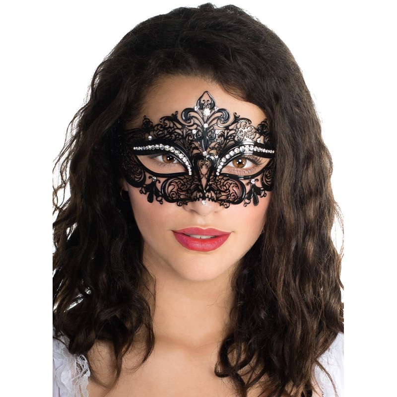 Fleur De Lis Black Metal Masquerade Mask