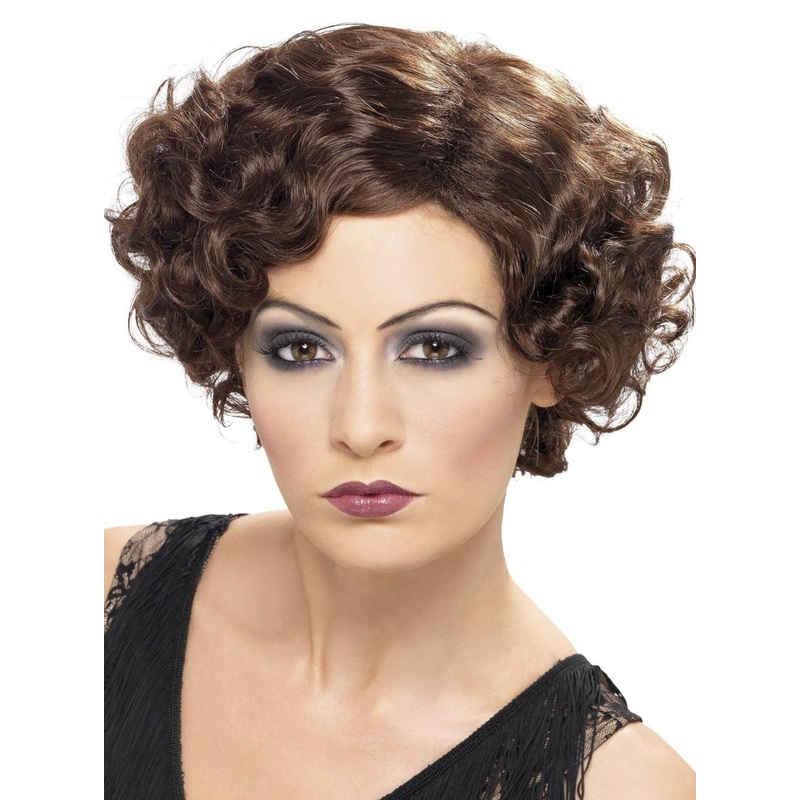 Flirty Flapper Brown 1920s Womens Costume Wig
