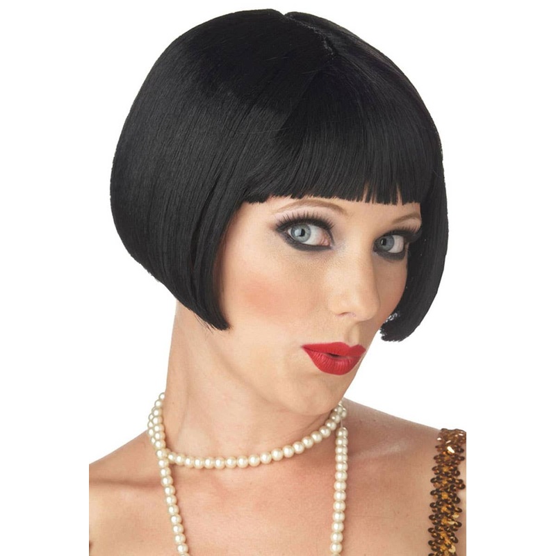 Flirty Flapper Womens Black 1920s Gatsby Costume Wig