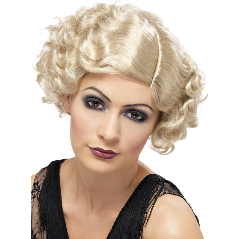 Flirty Flapper Womens Blonde Short Curly Costume Wig