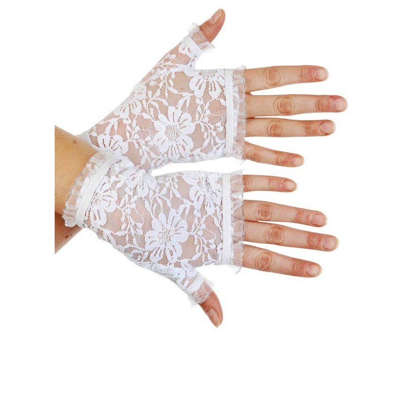 1980s Fingerless White Lace Costume Gloves