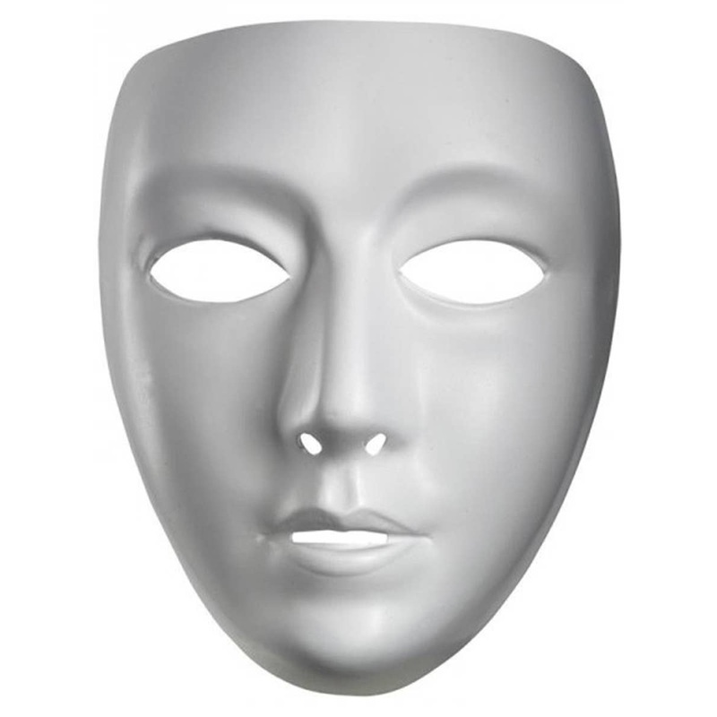 Blank White Female Face Costume Mask
