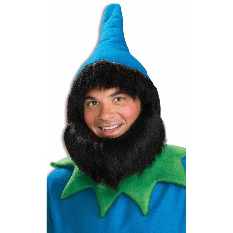 Festive Blue Elf Hat with Brown Beard