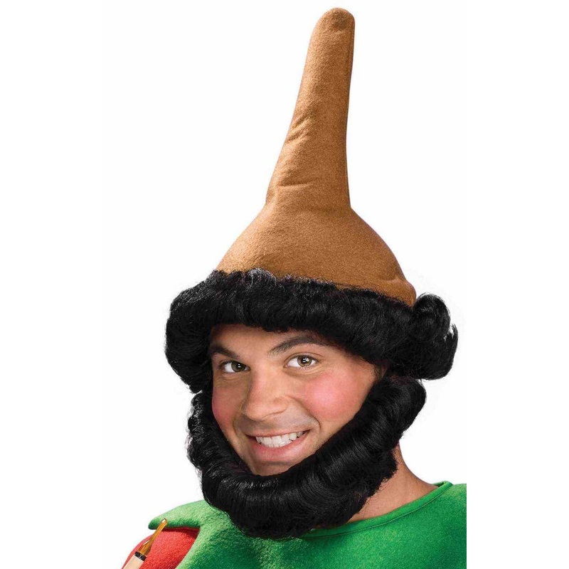 Festive Christmas Elf Hat with Brown Beard